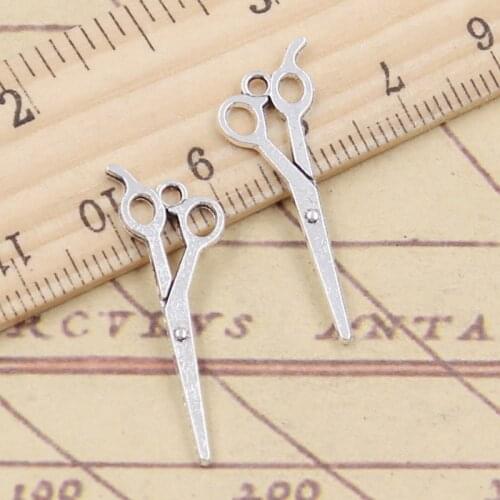 30pcs Charms Barber Scissors 30x10mm Tibetan Silver Color Pendants Antique Jewelry Making DIY Handmade Craft