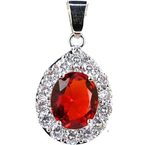 31x16mm SheCrown Water Drop Real Green Emerald Violet Tanzanite Blood Ruby Cz For Women Daily Wear Silver Pendant