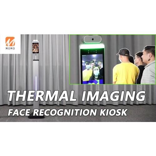 Standalone touch screen kiosk intelligent fast face recognition school totem intercom body temperature check