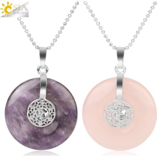 CSJA Natural Stone Hinduism AUM OM 3D Charms Pendant Healing Bead Yoga Meditation Pendants Necklaces Jewelry for Women Men G145