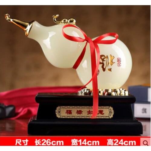 Coloured glaze jade Fenugreek gourd ornaments at the door to send elders fengshui housewarming