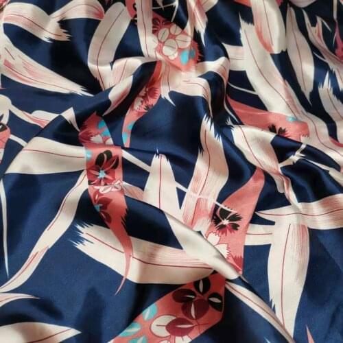 Floral Satin Fabric Soft Craft Sateen Tilda Scarf Lining Silky Printed DIY Sewing Ribbon Material