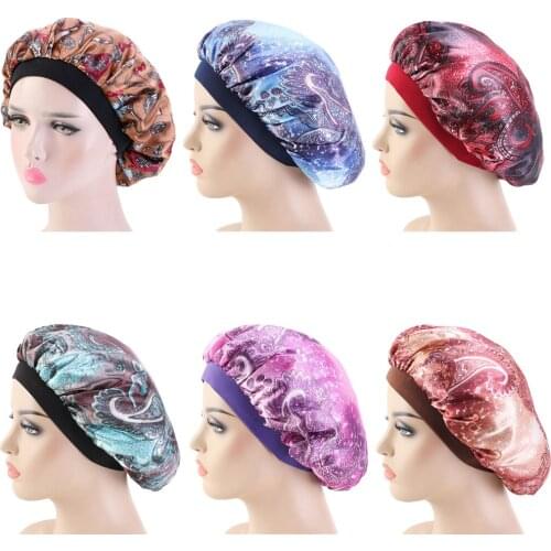 Lady Extra Hair Styling Caps Sleep Cap With Elastic Band Women Female Casual Satin Bonnet Sleeping Layer Smooth Hair Care Tool