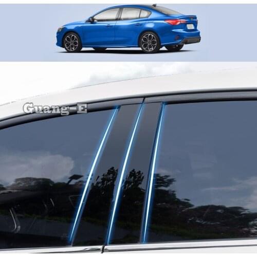 For Ford Focus Sedan 2019-2022 Car PC Material Pillar Post Cover Door Trim Window Piano Black Molding Sticker Plate 6pcs