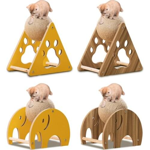 Cat Toys Scratch Solid Wood Cat Scratching Ball Sisal Scratcher Balls Scratcher Toys Tilting For Cat Grinding Kittens Frame