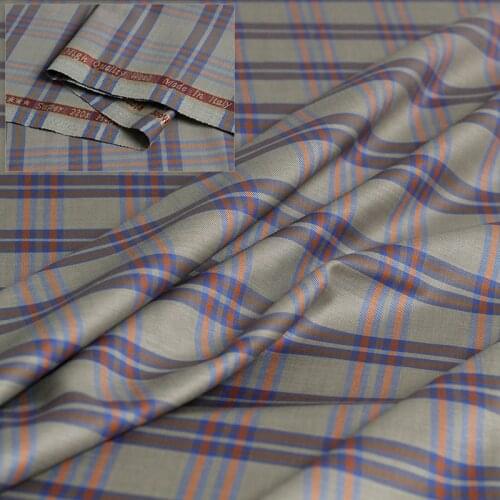 Red Raspberry Italy 220 Supers Grey Plaid Worsted Wool Fabric Garment Materials Women Suits Pants Sewing DIY cloth Freeshipping