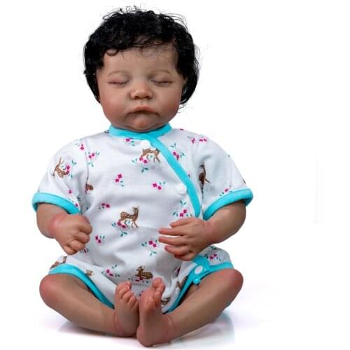 20 Inch 50CM Reborn baby Doll Realistic Newborn Fabric Body Bebe Reborn black Doll children gift play house toys