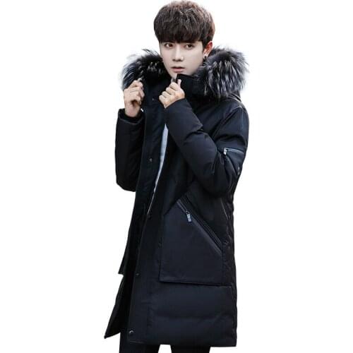 Winter White Duck down Mens down Jacket Mid-length Hooded Thick Warm Korean-style Popular Brand MenS Wear