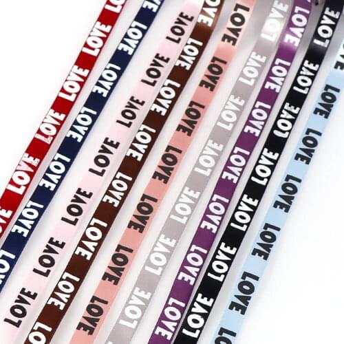 10 Yards/lot 10mm LOVE letter Multicolor Satin Ribbons DIY Artificial Silk Roses Crafts Supplies Sewing Accessories