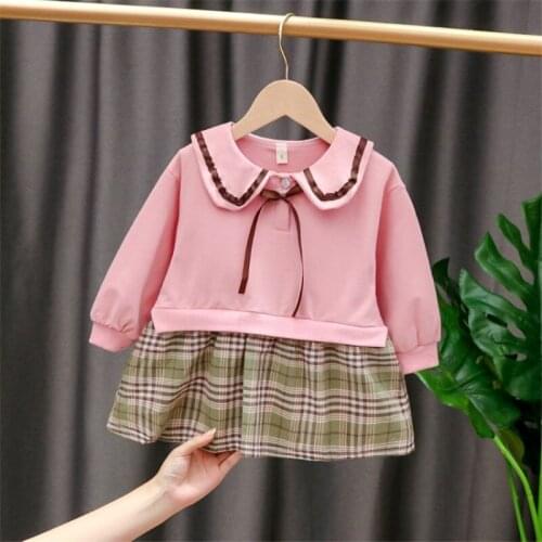 Fashion Baby Girls Dress Kids Long Sleeve Autumn Winter Plaid Splicing Rabbit Ears Lovely Tutu Dresses Children Outfits 6-24M
