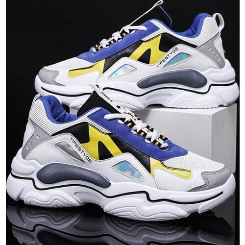 New 2020 Men Personality Joker simple Casual Shoes Comfortable Breathable Rubber Shoes Lace-up Platform Outdoor Running Shoes