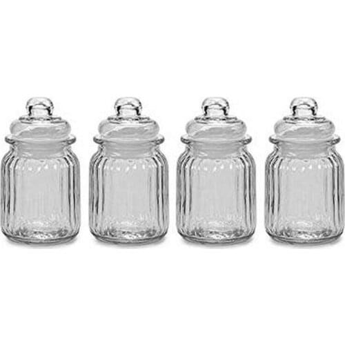 Set Vivalto Jars Crystal 0,3 L Transparent Stripes (300 ml) (0,3 L) (4 Pieces)