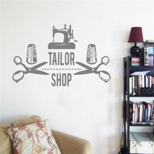 Tailor Shop Wall Decal Sewing Decor Wall Stickers Fashion Clothes Wall Art Stickers Shop Removable Wallpoof CX262