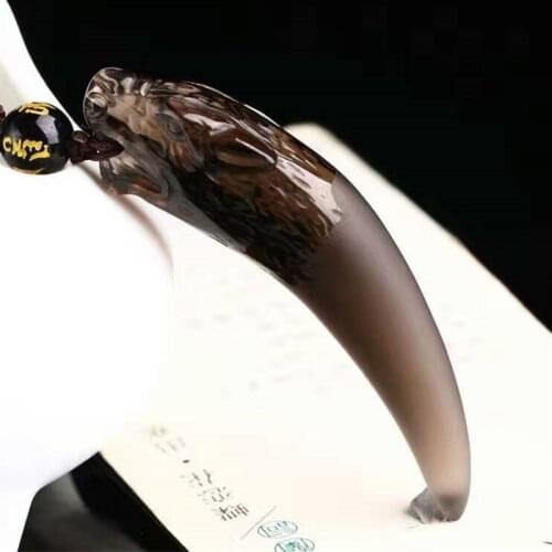 Natural Ice Black Obsidian Stone Pendant Spike Wolfs Fang Women Mens Amulet Lucky Jades Jewelry Pendants With Free Rope