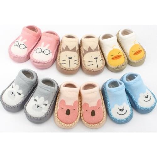 Baby Shoes Socks Children Infant Cartoon Fox Owl Socks Toddler Indoor Home Socks Soft PU Leather Sole Sock Anti-slip Slippers