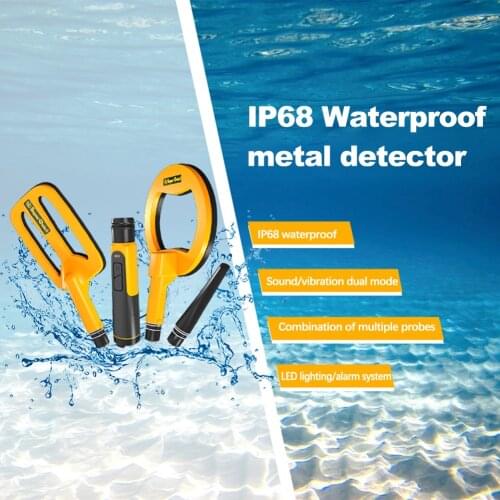 3 In 1 Underwater Pulse Metal Detector Treasure Hunter IP68 Waterproof Diving Mode LED Lighting Alarm Square Round Probe