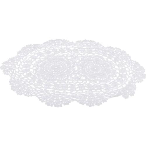 Hand Crochet Lace Doily Placemat Oval Coaster Mug Table Place Cup Mat