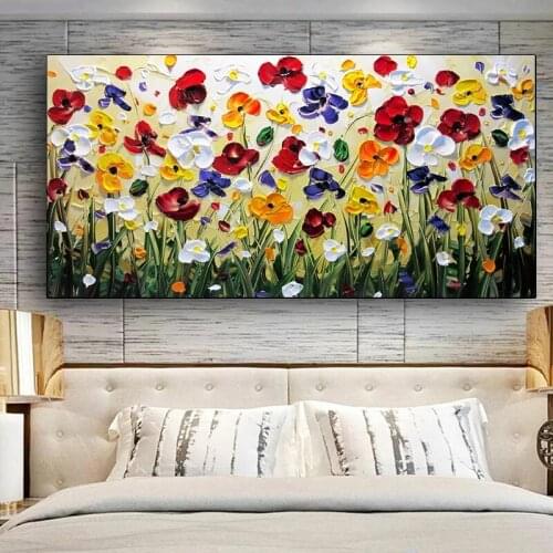 Nordic Art Abstract Flowers Oil Painting on Canvas Wall Art Posters and Prints Wall Pictures for Living Room Home Cuadros Decor