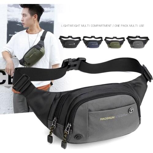 2020 Sports Waterproof Belt Pack Men Casual Waist Bag Nylon Black Chest Bags Travel Phone Pouch Men Running Bag Purse
