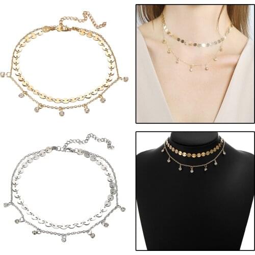 Gorgeous Fashion Disc Sequin Necklace Choke Double Necklace Well Crafted