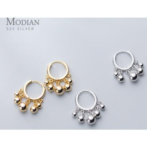 Modian Genuine 925 Sterling Silver Cute Tassel Little Beads Hoop Earring for Women Fashion Simple Earring Fine Jewelry Brincos