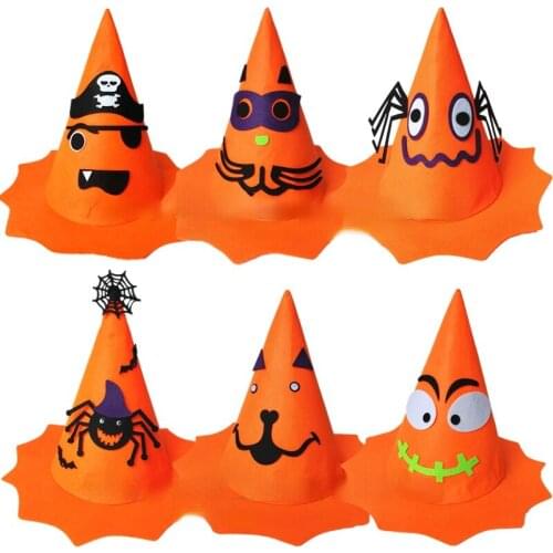 10pcs Orange Halloween Props Pumpkin Hat Boys Girls Adult Caps Party Holiday Masquerade Show Performance Dress Up