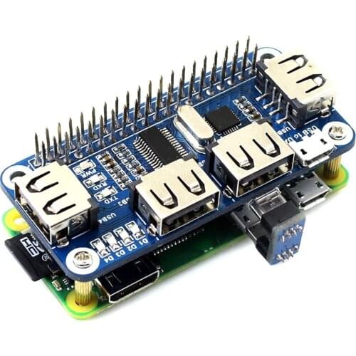 4 Ports USB HUB HAT For Raspberry Pi 3 / 2 / Zero W Extension Board USB To UART For Serial Debugging Compatible With USB2.0/1.0