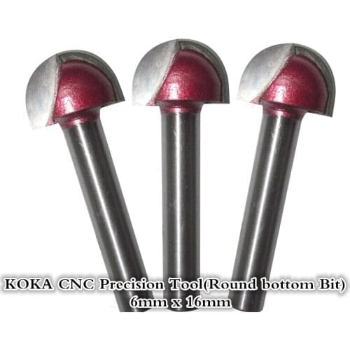 6mm*16mm,CNC Tungsten steel Round bottom bit,CNC machine tool,PVC,MDF,Acrylic,Carbide end mill,woodworking insert router bit