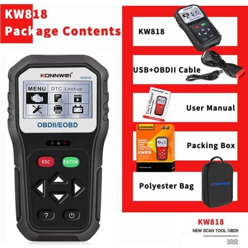 Car Code Scanner KONNWEI KW818 12V Auto Code Reader Diagnostic Check Engine Light Scan Tool After 1996 OBD2 Scanner Tool
