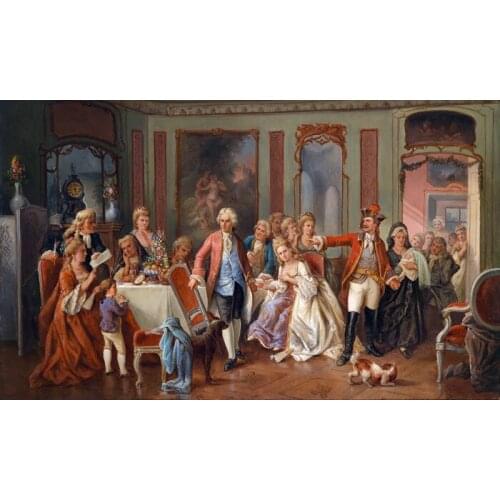 Free shipping classical court figure aristocratic gather scenery oil painting canvas prints on canvas wall art decor picture