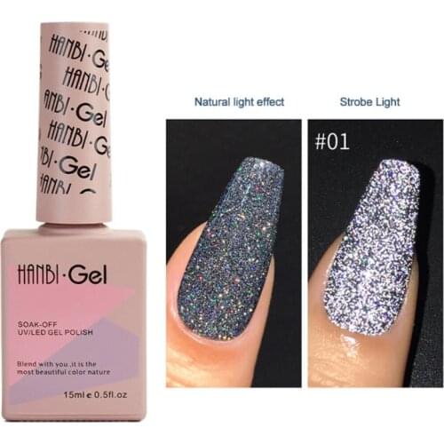 Shiny Nail Gel Disco Nail Polish Diamond Shiny Nail Gel UV/LED Quickly Dry Nail Gel Nail Varnish Manicure DIY Nail Art TSLM1