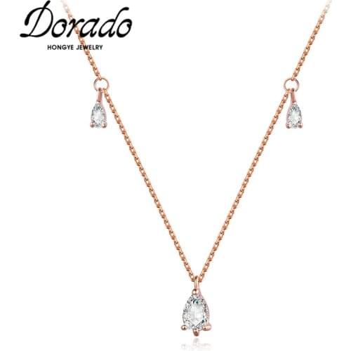 Dorado Trendy Water Drop Zircon Pendant Necklace for Women High Quality Metal Clavicle Chain Simple Collier Jewelry Statement