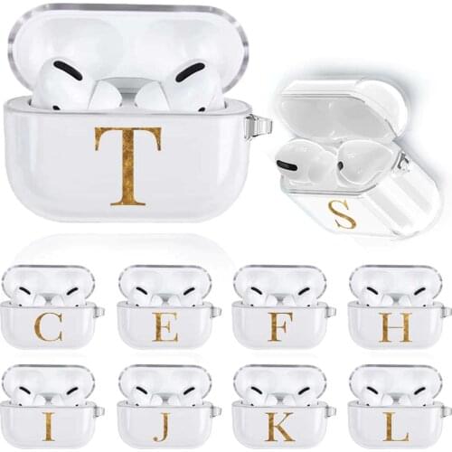 Cases for Apple AirPods Pro -Initial Name Soft TPU Protective Bluetooth Earphone earpod Cover Charger air pods Pro Case Cute Box