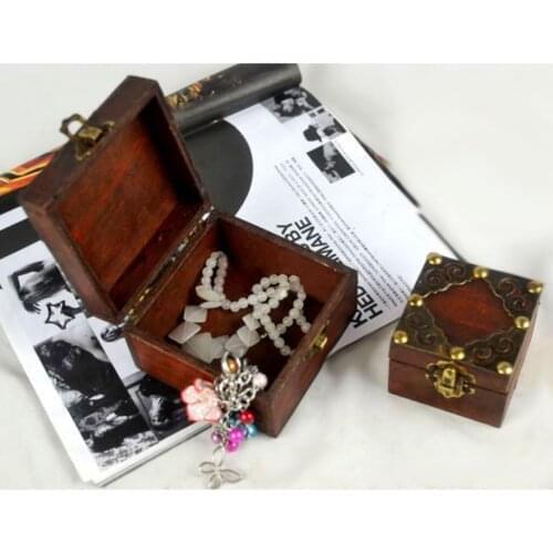 2pcs Wooden Vintage Treasure Chest Jewellery Storage Box Case Organiser Ring