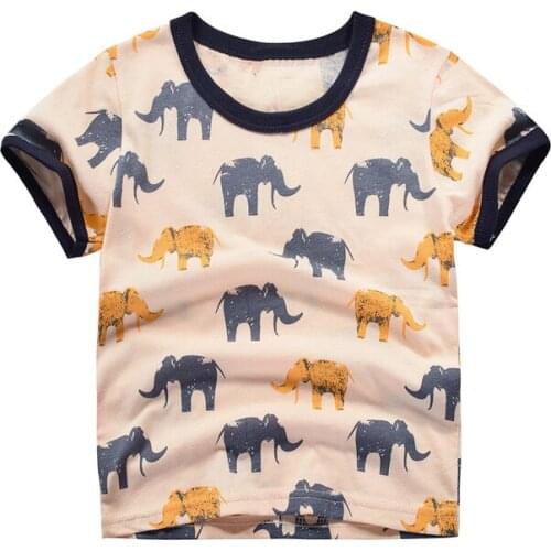 Kids Shirts Cartoon Elephant full printed Children Clothing New Summer children Short Sleeve T Shirts Cotton Tops