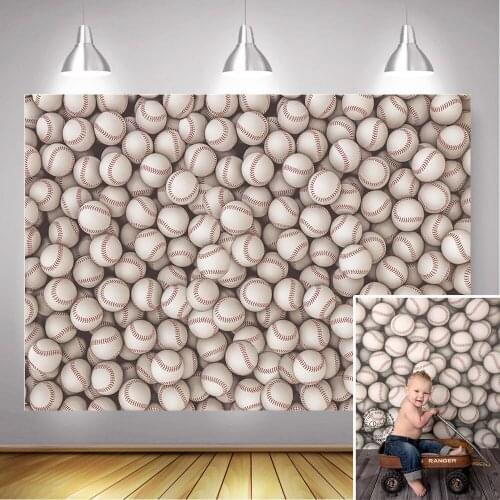 Newborn Little Baseball Palyer Birthday Art Backdrop for Photography Sports Baseball Children Portrait Background Photo Shoot