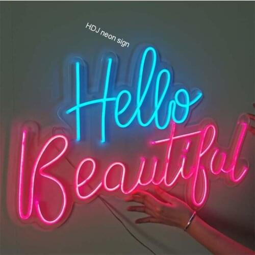 Personalizd Custom Neon Sign Light logo Hello beautiful Led Flex Visual Artwork Bar Pub Club Wall Hanging Decoration