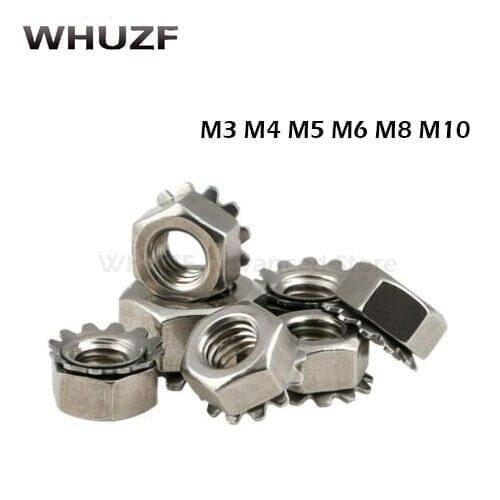 K-Lock Nut M3 M4 M5 M6 M8 M10 K-type k lock nut Nickel Plated Keps Nuts Toothed Polydentate Hex Nut HW031