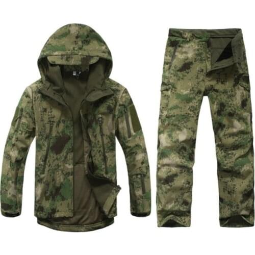 Camouflage Hunting Clothing Shark Skin Soft Shell Lurker Tad V 4.0 Outdoor Tactical Military Fleece Jacket + Uniform Pants Suits