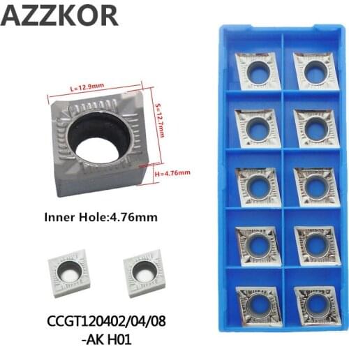 Carbide Inserts CCGT120404 AK H01 Cutters Cnc Lathe For Metal Turning Tool Machining Center Aluminum Copper Inserts CCGT120408
