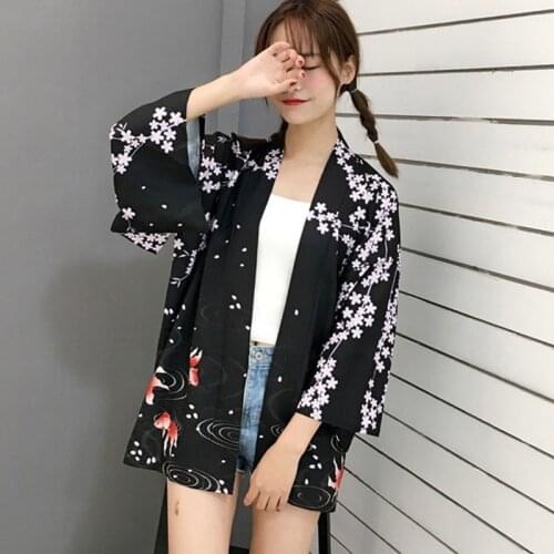 Harajuku Cartoon Print Kimono Summer Women Cardigan Causal Female Blouse Shirt Loose Outerwear