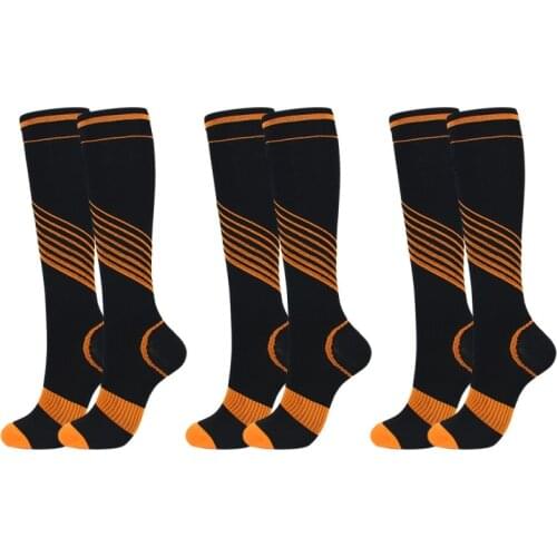 Cycling Compression Socks Elastic Running Socks Color Stripe Riding Socks 3 Pairs