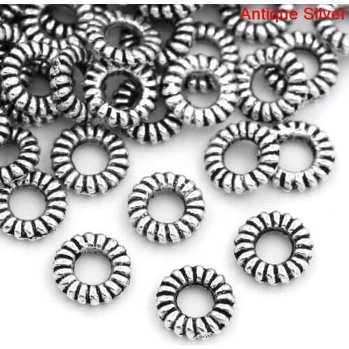 Doreen Box Lovely Closed Jump Rings Connectors/Pendants Jewellry Findings Silver Color Stripe Carved 5mm Dia, 500PCs (B25851)