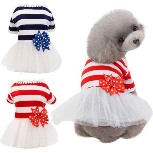 Beautiful Pet Dog Dress Cool Spring Summer Puppy Shirts Polyester Kitten Vest Home Pets Wedding Holiday Dress Up