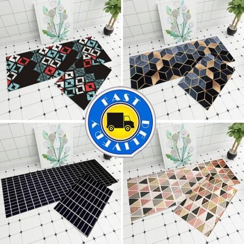 1 Pcs Non-slip Modern Carpet Kitchen Floor Mat Living Room Bathroom Printed Carpet Door Mat Corridor Geometric Bathroom Mat