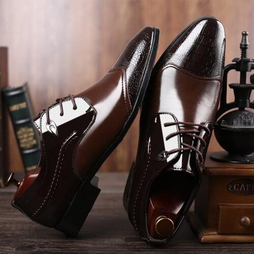2019 New British Mens Slip On Split Leather Pointed Black Brown Toe Men Shoes Business Wedding Oxfords Formal Shoes For Male 48