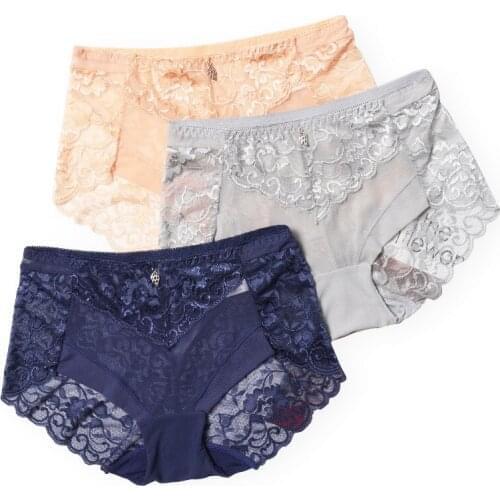 New Hollow Sexy Lace Women Panties Seamless Transparent Temptation Thin Soft Lady Underwear Middle Waist High Elasticity Breifs