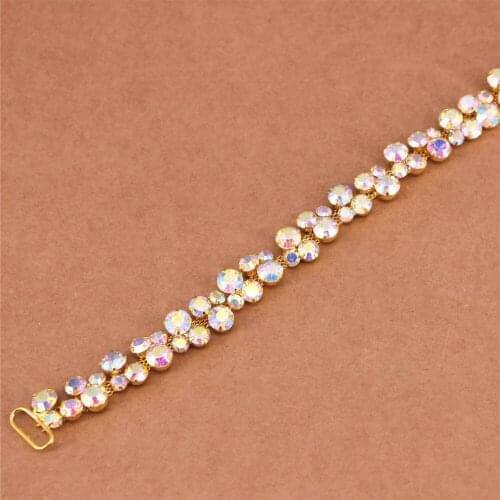 New Design Gold AB Thin Rhinestone Bridal Belt Bridesmaid Sash Crystal Wedding Belt Women Dress Accessories