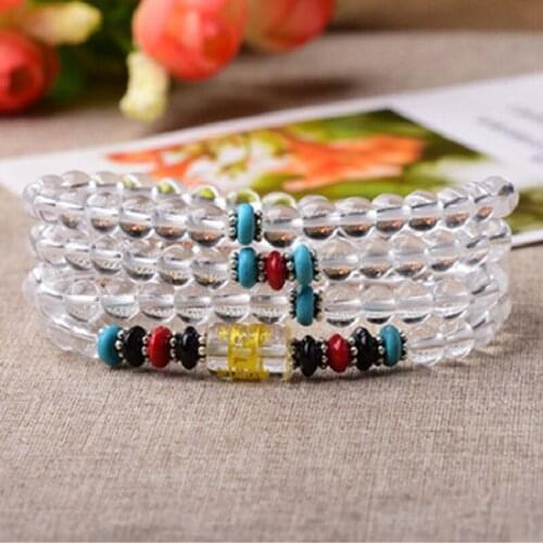 New Fashion Crystal Bracelet Red Crystal Amethyst Bead Bracelet Four Layers Bracelet