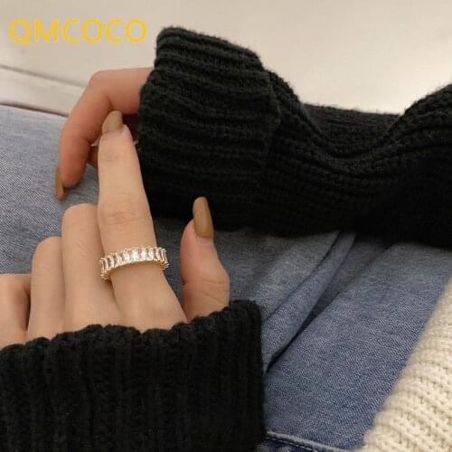 QMCOCO 925 Silver New Style Trend Elegant Vintage Couples Irregular Zircon Ring Jewelry For Birthday Party Gifts